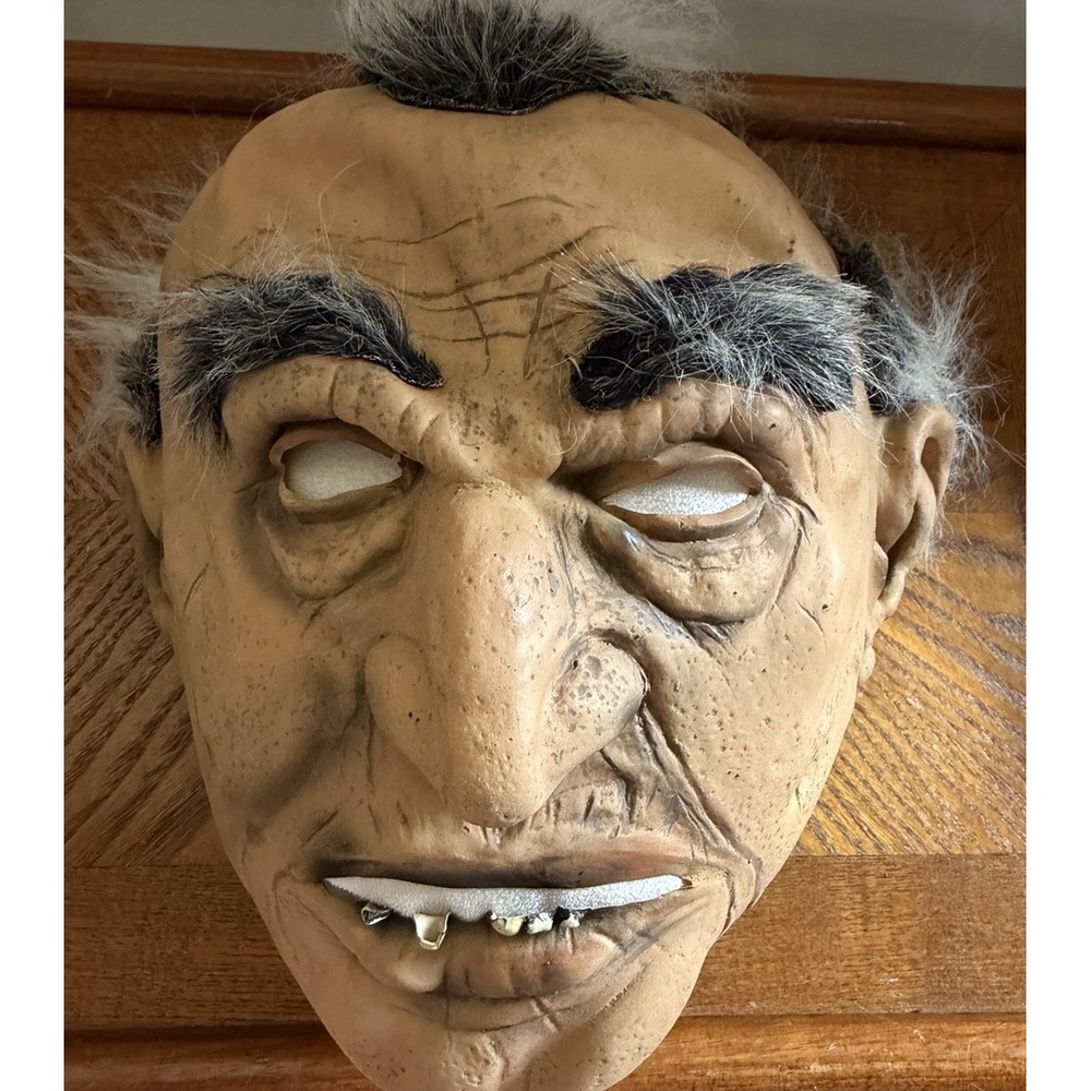 Paper Magic Group Old Man Latex Halloween Mask White/gray Hair Costume Vintage